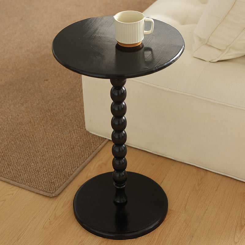 Traditional French Round Table Solid Wood Side Table 1-Leg For Living Room