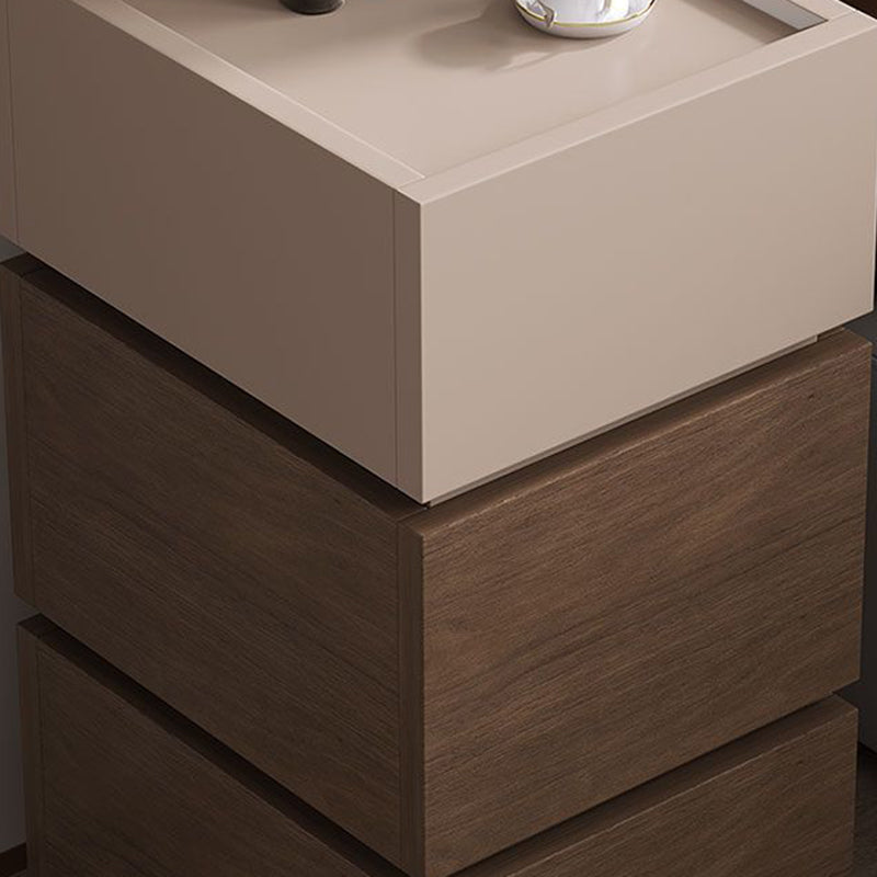 Moderner luxuriöser, ultraflacher rechteckiger Nachttisch aus MDF mit 2 Schubladen für das Schlafzimmer 