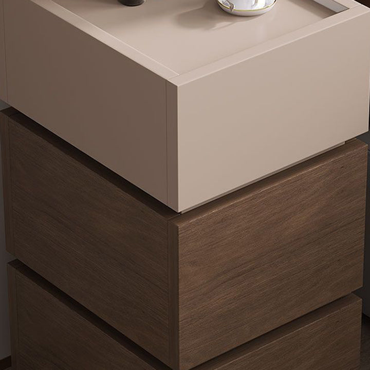 Moderner luxuriöser, ultraflacher rechteckiger Nachttisch aus MDF mit 2 Schubladen für das Schlafzimmer 