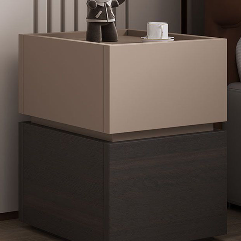 Moderner luxuriöser, ultraflacher rechteckiger Nachttisch aus MDF mit 2 Schubladen für das Schlafzimmer 