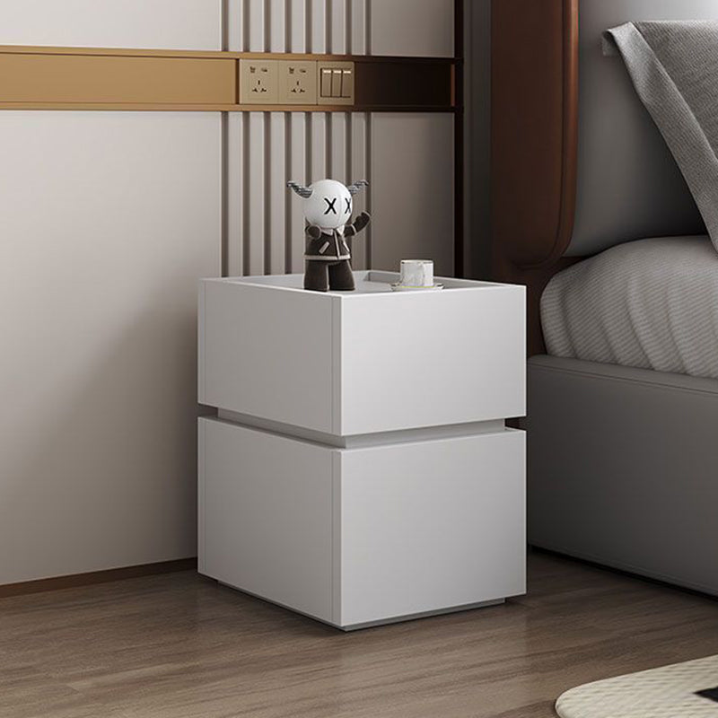 Moderner luxuriöser, ultraflacher rechteckiger Nachttisch aus MDF mit 2 Schubladen für das Schlafzimmer 