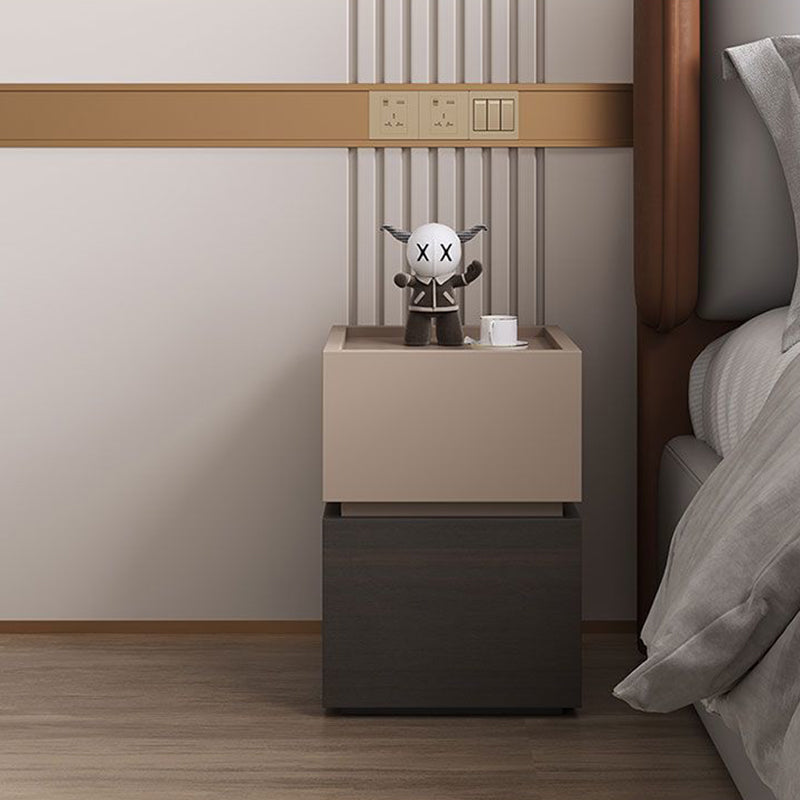 Moderner luxuriöser, ultraflacher rechteckiger Nachttisch aus MDF mit 2 Schubladen für das Schlafzimmer 