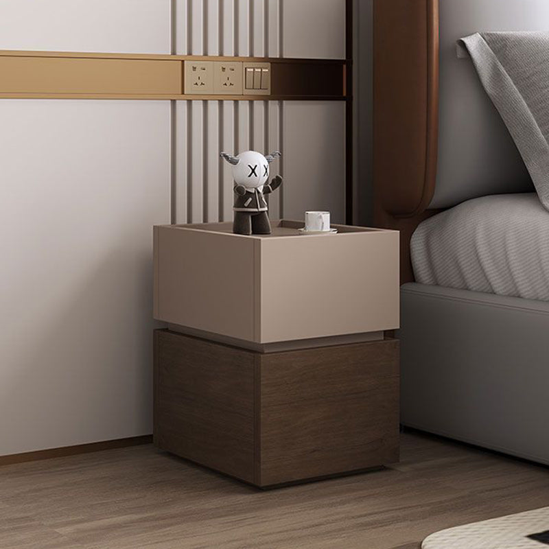 Moderner luxuriöser, ultraflacher rechteckiger Nachttisch aus MDF mit 2 Schubladen für das Schlafzimmer 