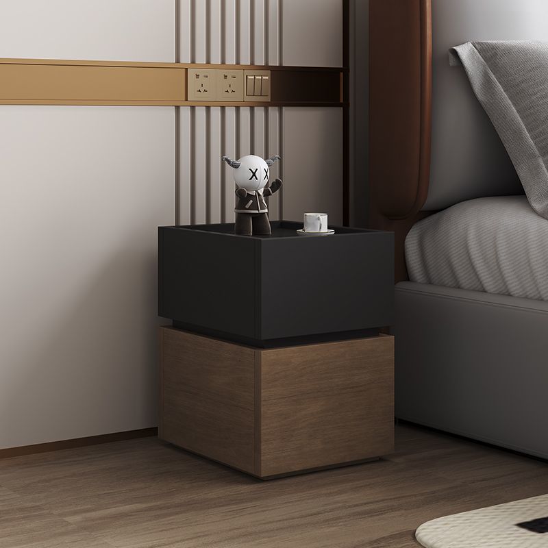 Moderner luxuriöser, ultraflacher rechteckiger Nachttisch aus MDF mit 2 Schubladen für das Schlafzimmer 