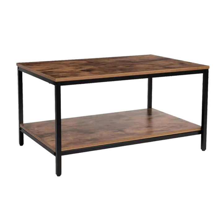 Modern Minimalist MFC &amp; Iron Rectangular Coffee Table 2-Tier For Living Room