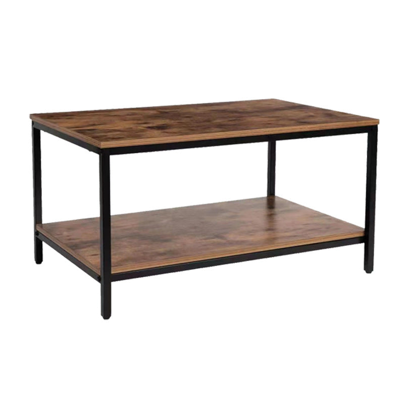 Table basse rectangulaire moderne minimaliste en MFC et fer à 2 niveaux pour le salon 