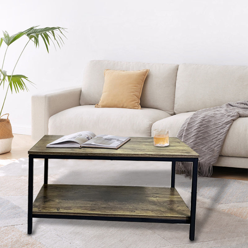 Modern Minimalist MFC &amp; Iron Rectangular Coffee Table 2-Tier For Living Room