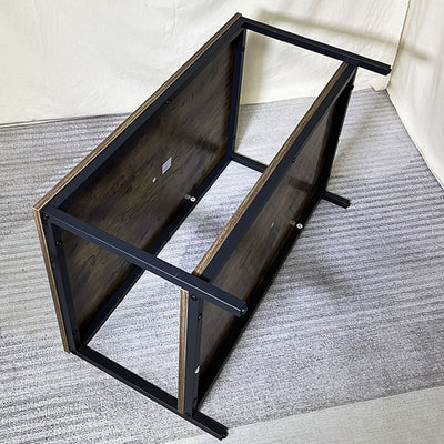 Table basse rectangulaire moderne minimaliste en MFC et fer à 2 niveaux pour le salon 