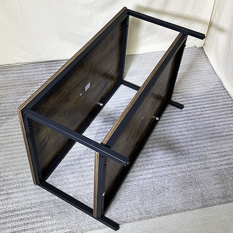 Table basse rectangulaire moderne minimaliste en MFC et fer à 2 niveaux pour le salon 