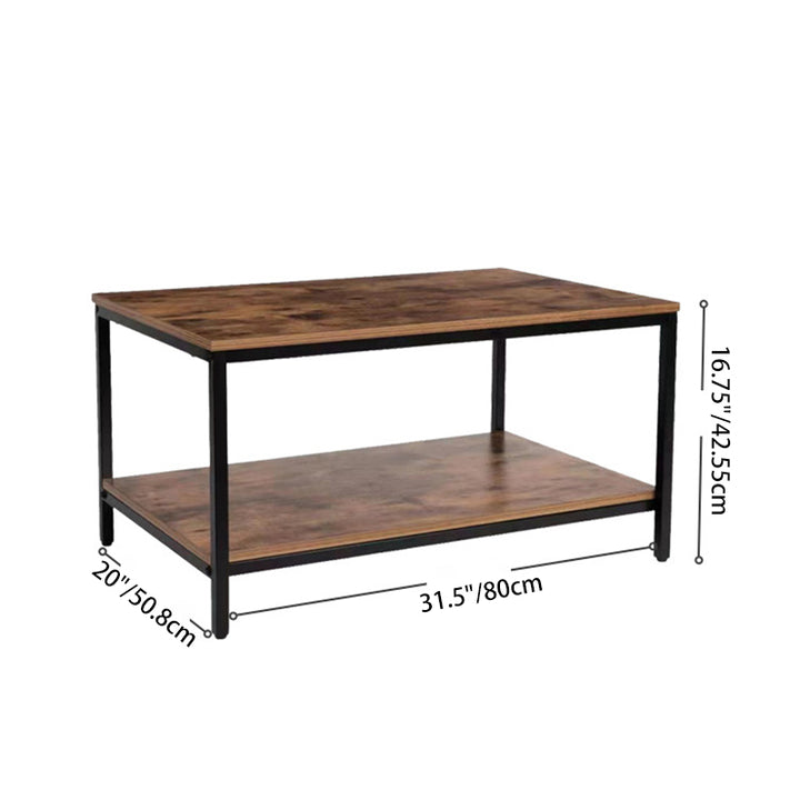 Modern Minimalist MFC &amp; Iron Rectangular Coffee Table 2-Tier For Living Room