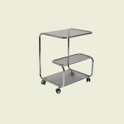 Moderner luxuriöser rechteckiger Edelstahl-Glas-Beistelltisch mit 3 Ebenen für das Wohnzimmer 