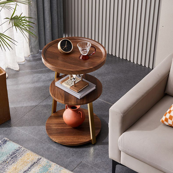 Modern Minimalist Round MDF Iron Coffee Table 3-Tier For Living Room