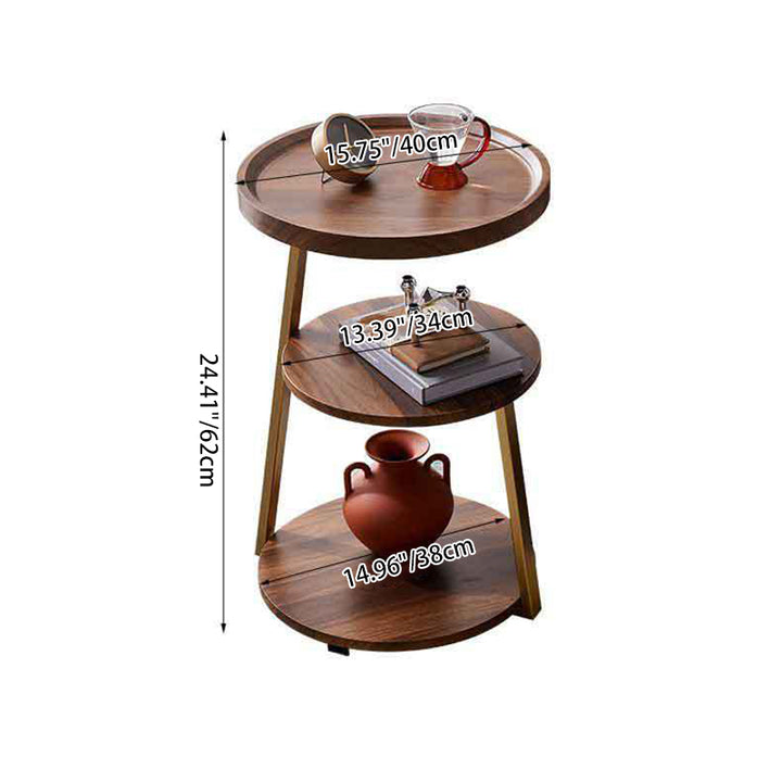 Modern Minimalist Round MDF Iron Coffee Table 3-Tier For Living Room