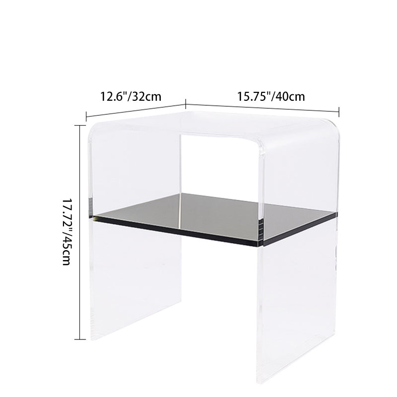 Modern Minimalist Rectangular Acrylic End Table 2-Tier For Living Room