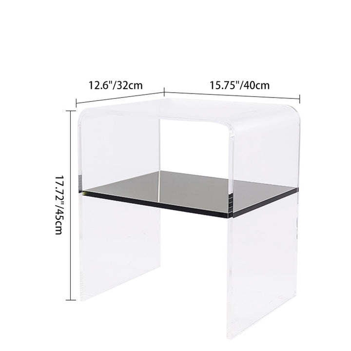 Modern Minimalist Rectangular Acrylic End Table 2-Tier For Living Room