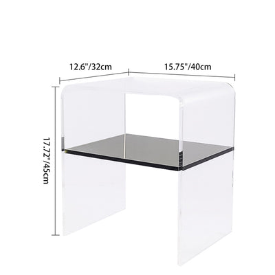 Mesa auxiliar rectangular minimalista moderna de acrílico de 2 niveles para sala de estar 
