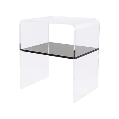 Mesa auxiliar rectangular minimalista moderna de acrílico de 2 niveles para sala de estar 