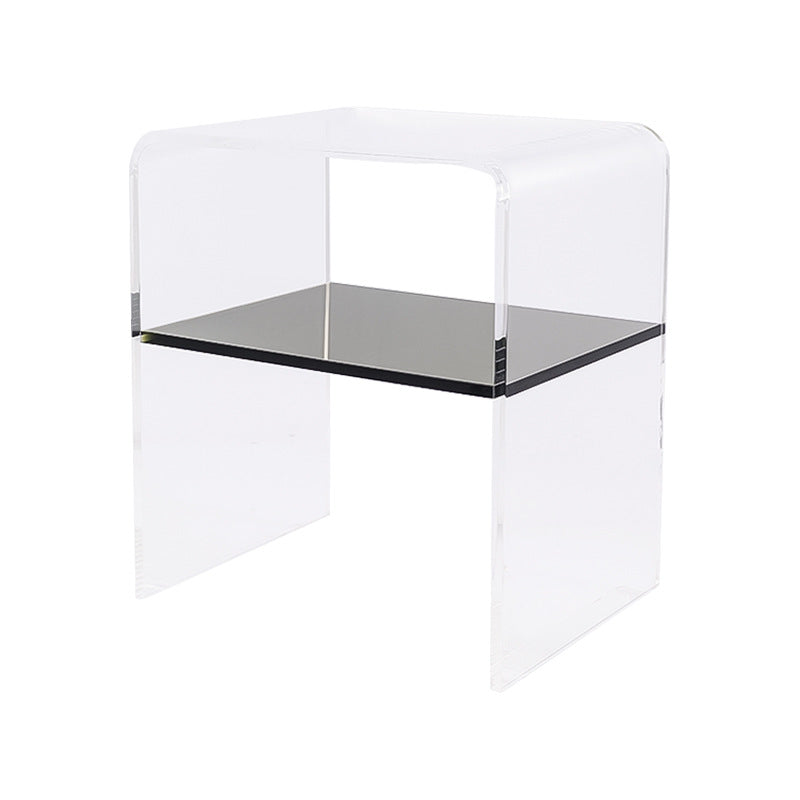 Mesa auxiliar rectangular minimalista moderna de acrílico de 2 niveles para sala de estar 