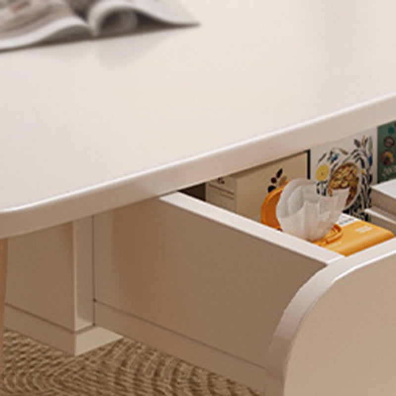 Table basse rectangulaire minimaliste moderne en MDF et bois de hêtre à 2 tiroirs pour salon 