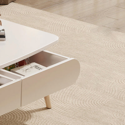 Table basse rectangulaire minimaliste moderne en MDF et bois de hêtre à 2 tiroirs pour salon 