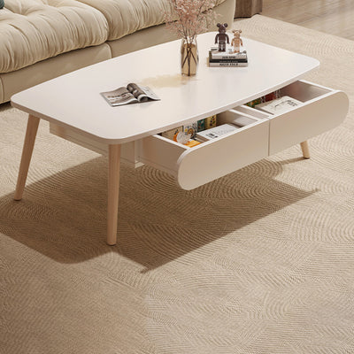 Table basse rectangulaire minimaliste moderne en MDF et bois de hêtre à 2 tiroirs pour salon 