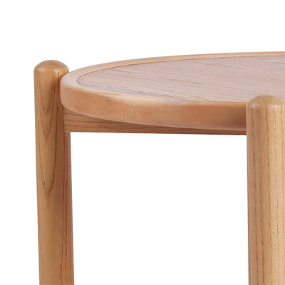 Table basse ronde japonaise traditionnelle en MDF et bois de frêne à 2 niveaux pour salon 