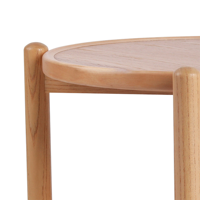 Table basse ronde japonaise traditionnelle en MDF et bois de frêne à 2 niveaux pour salon 