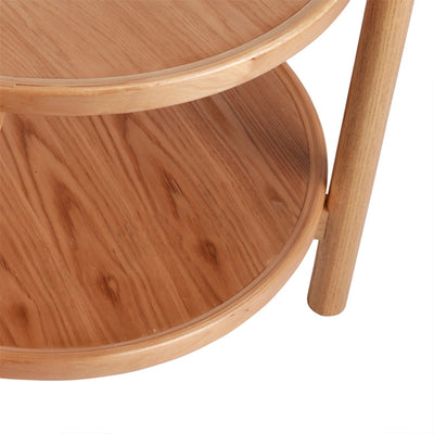 Table basse ronde japonaise traditionnelle en MDF et bois de frêne à 2 niveaux pour salon 