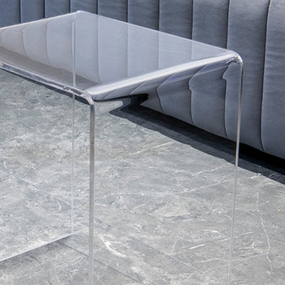 Mesa Auxiliar Acrílica Rectangular Minimalista Moderna de 2 Niveles para Sala de Estar 