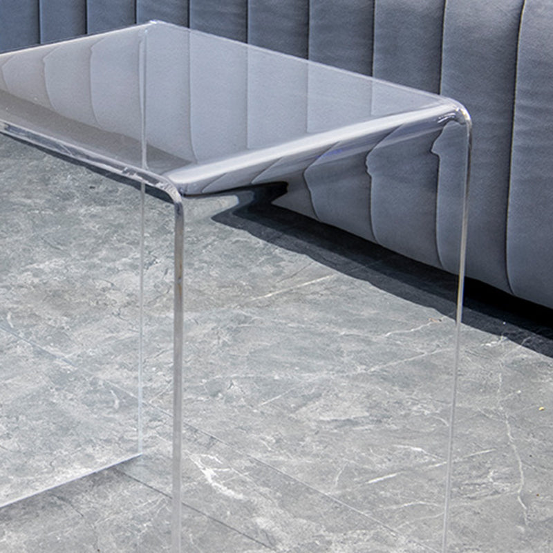 Mesa Auxiliar Acrílica Rectangular Minimalista Moderna de 2 Niveles para Sala de Estar 