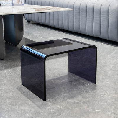 Mesa Auxiliar Acrílica Rectangular Minimalista Moderna de 2 Niveles para Sala de Estar 