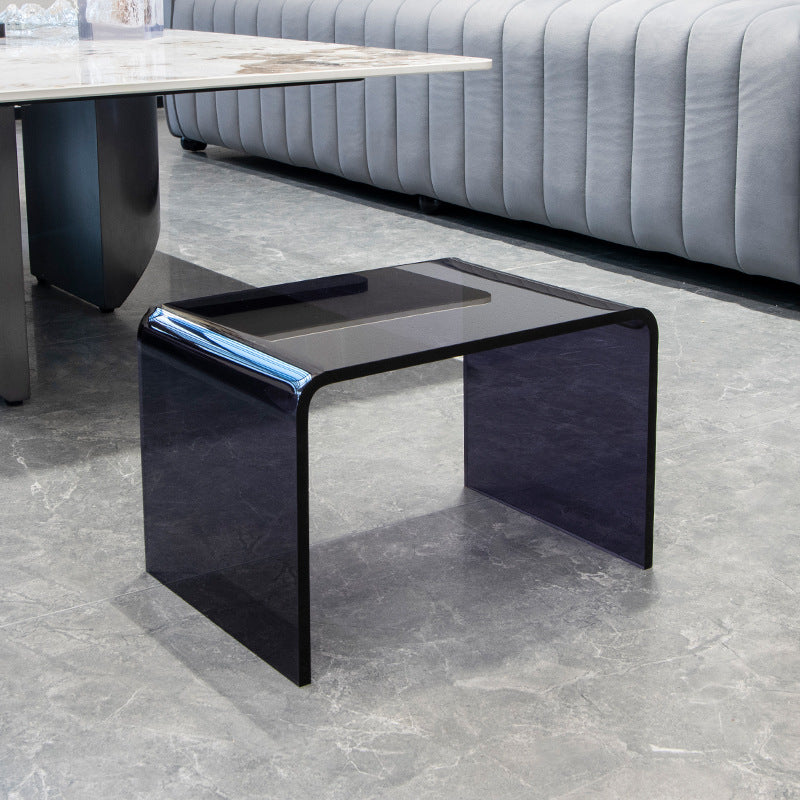 Mesa Auxiliar Acrílica Rectangular Minimalista Moderna de 2 Niveles para Sala de Estar 