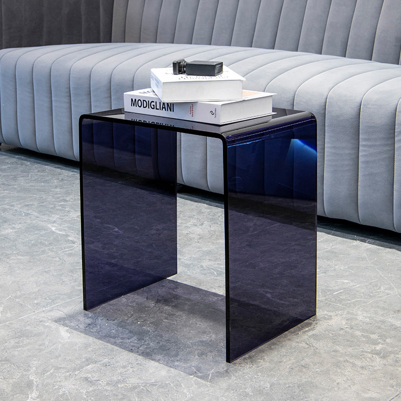 Mesa Auxiliar Acrílica Rectangular Minimalista Moderna de 2 Niveles para Sala de Estar 