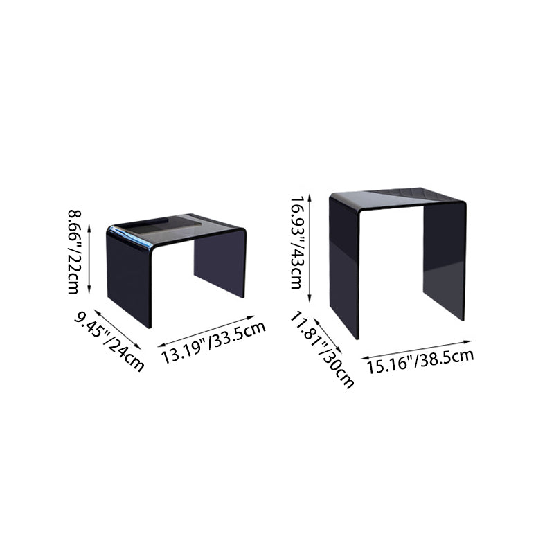 Mesa Auxiliar Acrílica Rectangular Minimalista Moderna de 2 Niveles para Sala de Estar 