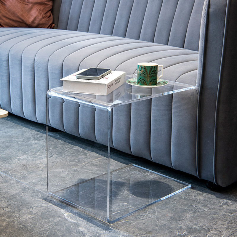 Mesa Auxiliar Acrílica Rectangular Minimalista Moderna de 2 Niveles para Sala de Estar 