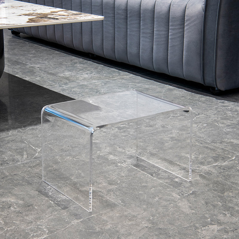 Mesa Auxiliar Acrílica Rectangular Minimalista Moderna de 2 Niveles para Sala de Estar 