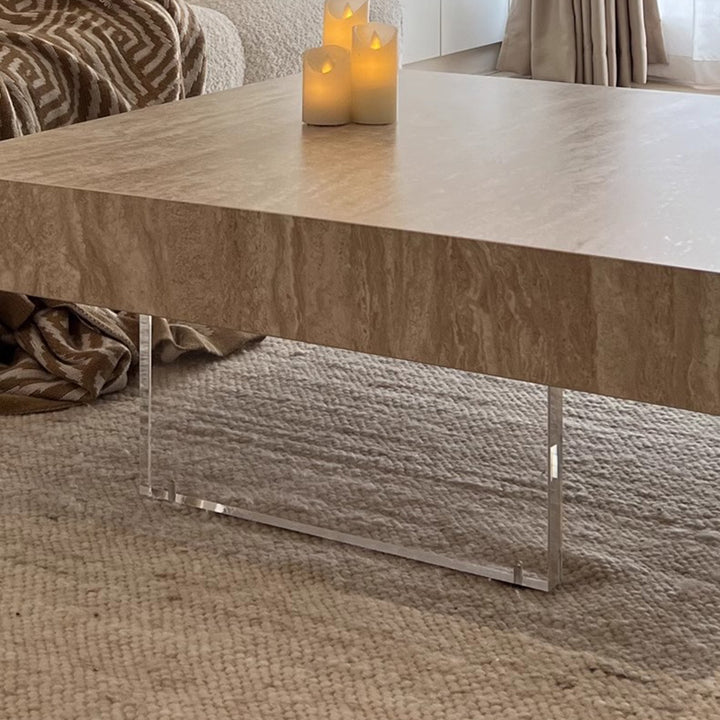 Moderner minimalistischer quadratischer &amp; rechteckiger Felsplatten-Acryl-Couchtisch 1-stufig für das Wohnzimmer 