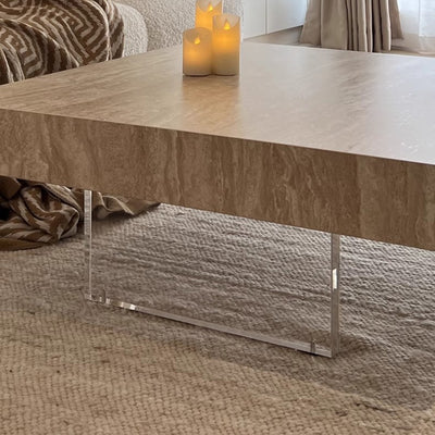 Table basse acrylique moderne minimaliste en dalles de roche carrées et rectangulaires 1 niveau pour salon 