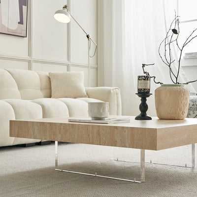 Table basse acrylique moderne minimaliste en dalles de roche carrées et rectangulaires 1 niveau pour salon 