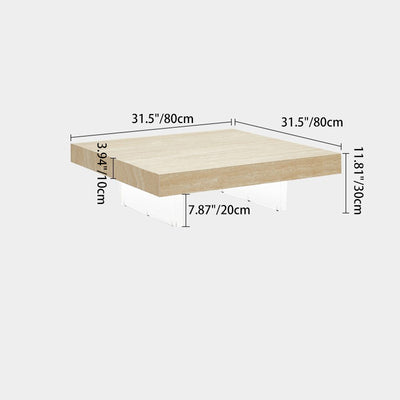 Table basse acrylique moderne minimaliste en dalles de roche carrées et rectangulaires 1 niveau pour salon 