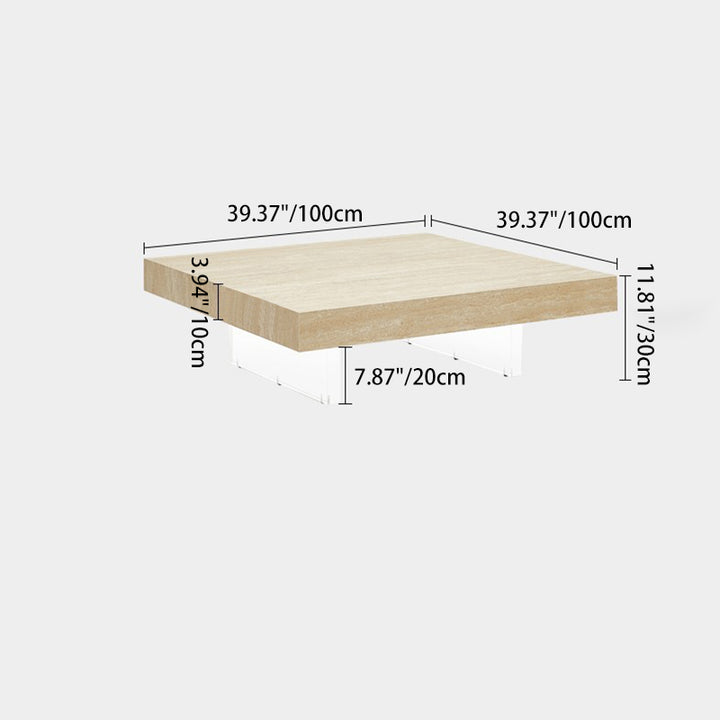 Moderner minimalistischer quadratischer &amp; rechteckiger Felsplatten-Acryl-Couchtisch 1-stufig für das Wohnzimmer 