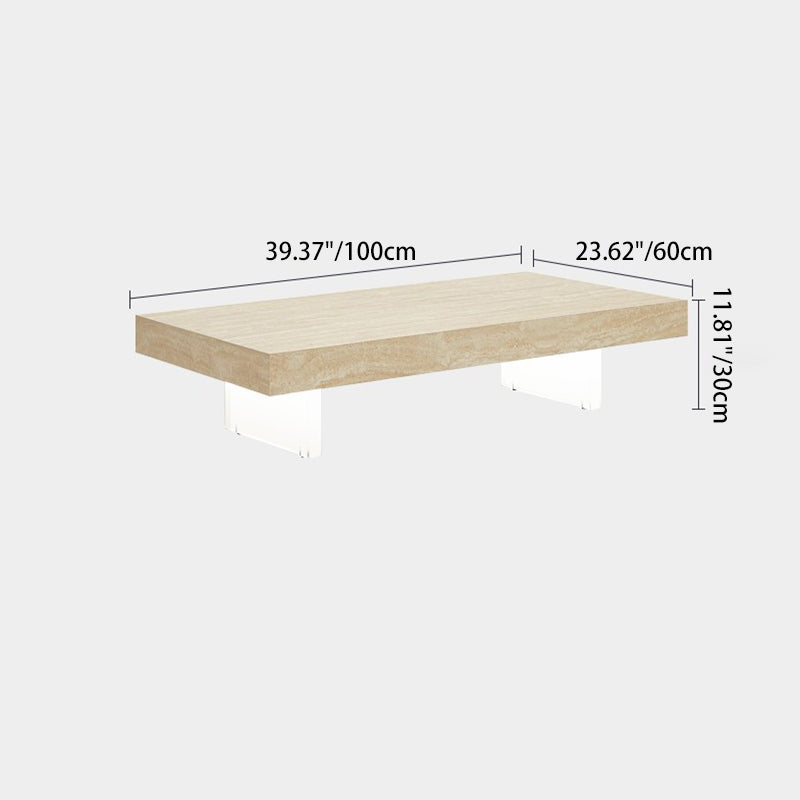 Table basse acrylique moderne minimaliste en dalles de roche carrées et rectangulaires 1 niveau pour salon 