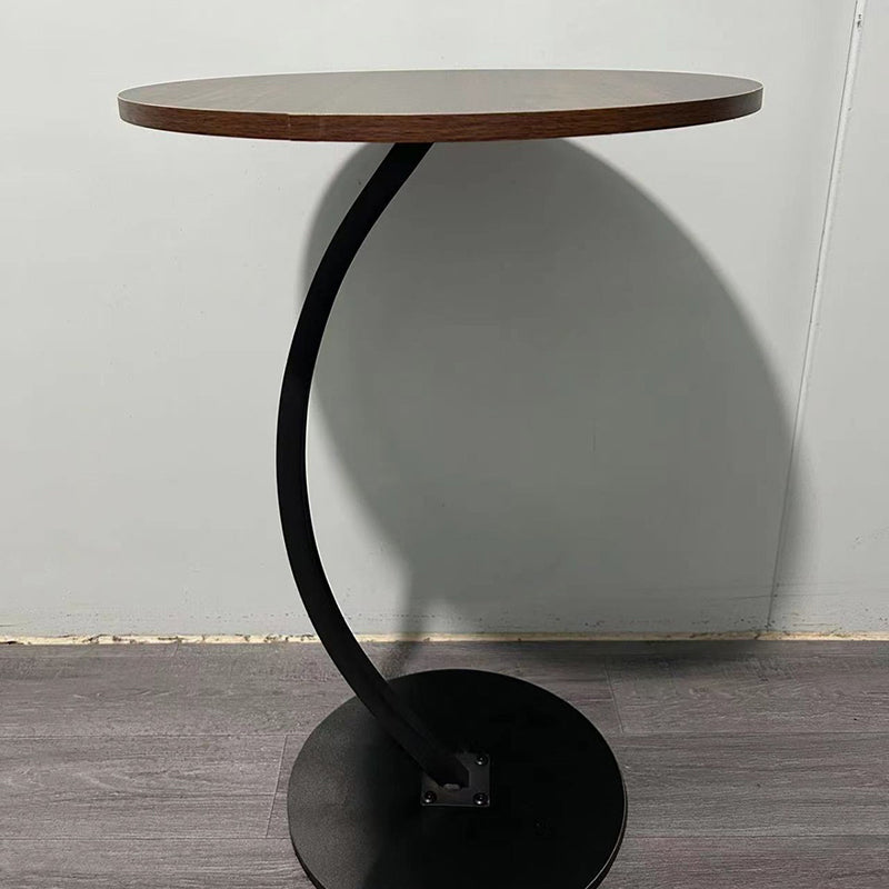Mesa Auxiliar Redonda Minimalista Moderna de MDF e Hierro de 1 Nivel para Sala de Estar 