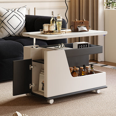 Table basse rectangulaire contemporaine en dalles de roche de luxe en acier inoxydable et MDF relevable à 3 niveaux pour salon 