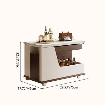 Table basse rectangulaire contemporaine en dalles de roche de luxe en acier inoxydable et MDF relevable à 3 niveaux pour salon 