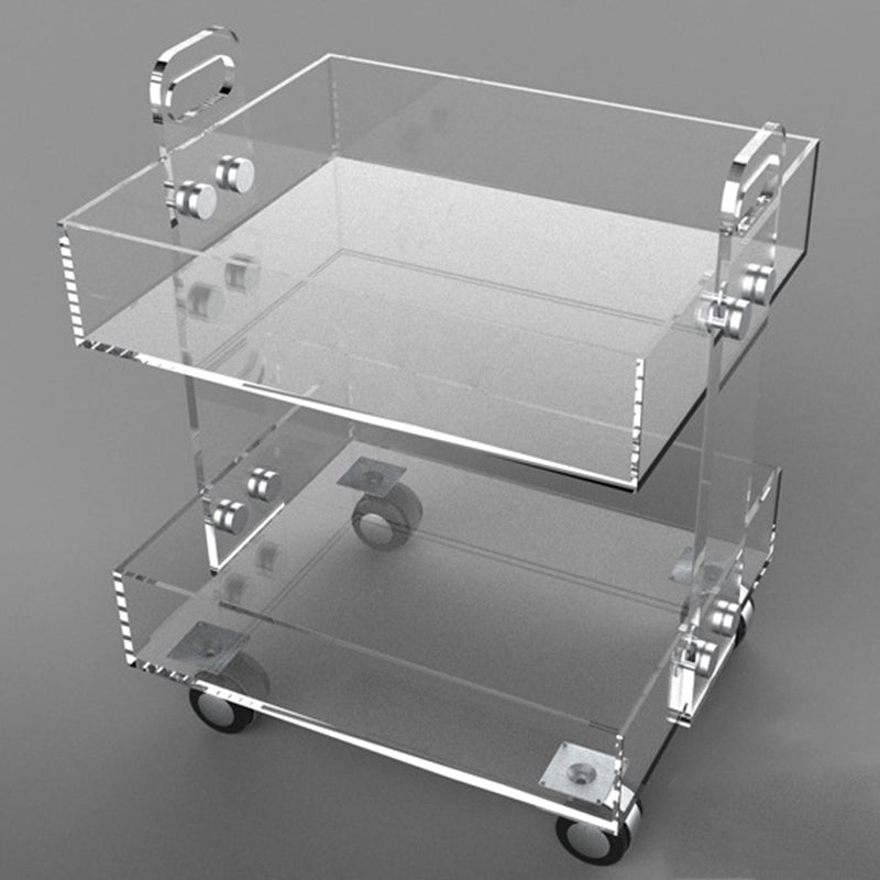 Modern Minimalist Rectangular Metal Acrylic Movable Side Table 2/3-Tier For Living Room