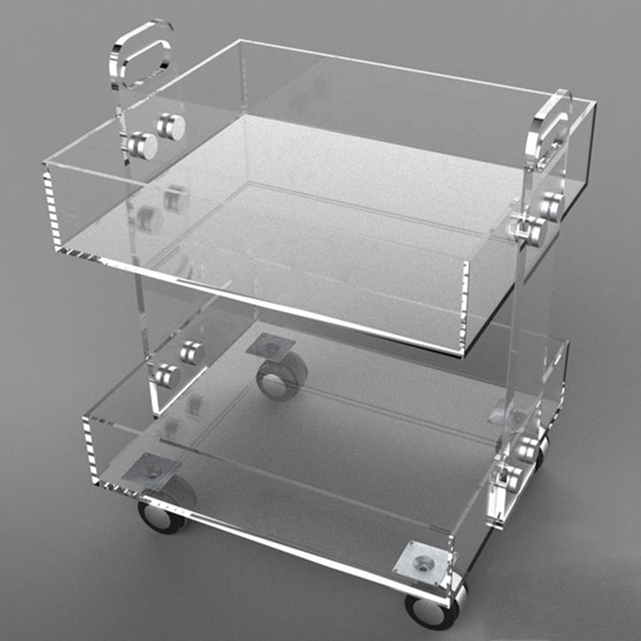 Modern Minimalist Rectangular Metal Acrylic Movable Side Table 2/3-Tier For Living Room