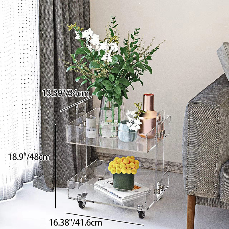 Modern Minimalist Rectangular Metal Acrylic Movable Side Table 2/3-Tier For Living Room