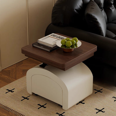 Table basse rectangulaire moderne minimaliste en placage de bois de pin surélevable 1 niveau pour salon 
