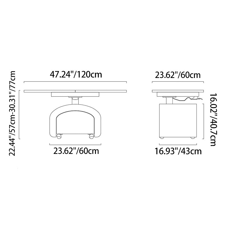 Table basse rectangulaire moderne minimaliste en placage de bois de pin surélevable 1 niveau pour salon 